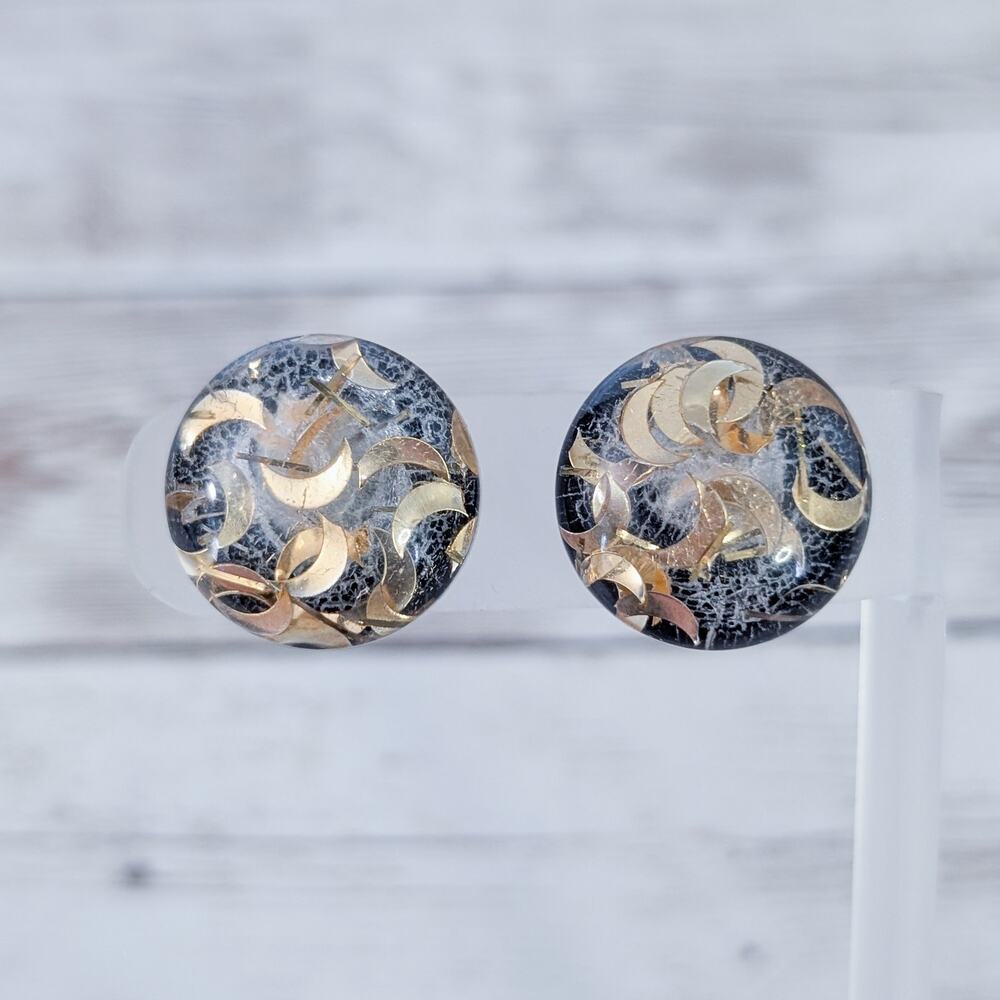 Vintage Clip On Earrings Very Unusual Domed Statement - Rear Condition Issues